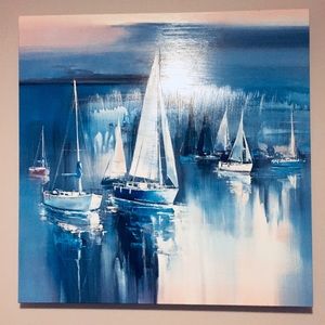 Wall Art - beautiful boat painting in blue tones